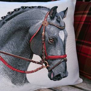 coussin cheval gris