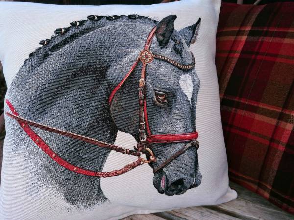 coussin cheval gris